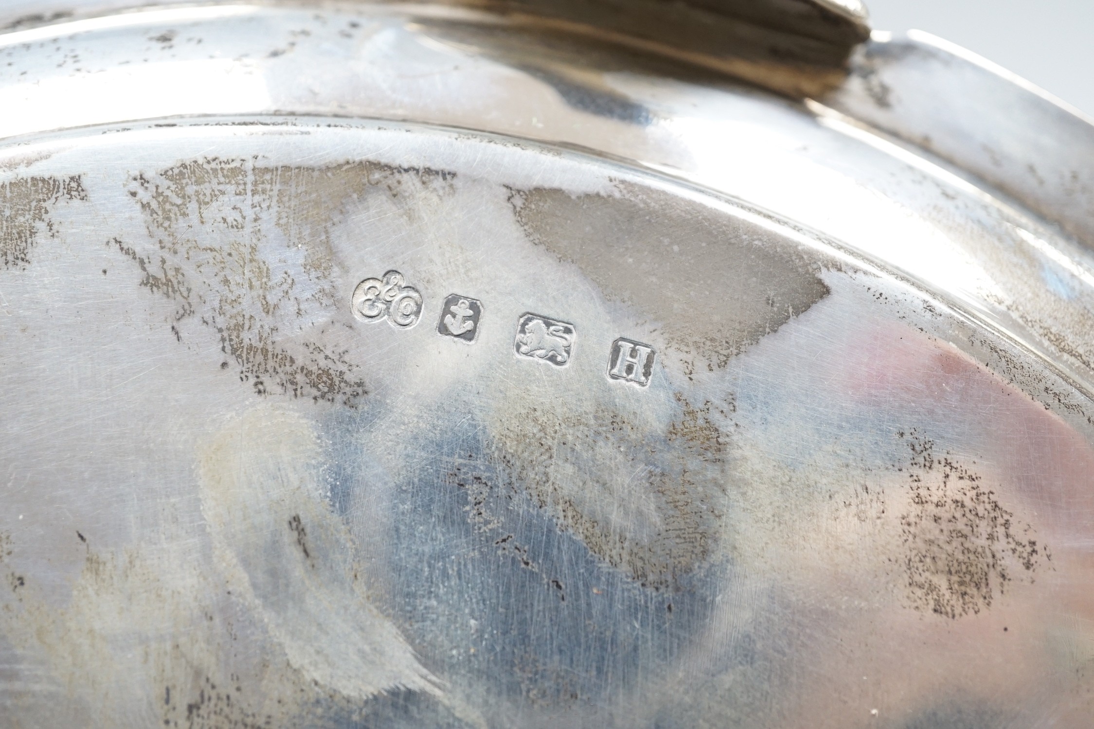 A George V silver salver, with engraved inscription, Elkington & Co, Birmingham, 1932, 26.5cm, 20 oz.